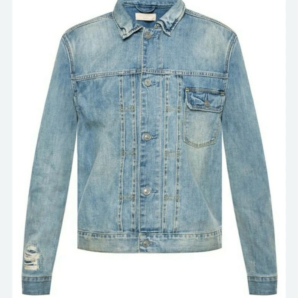 Men's All Saints Isidro Mid Indigo Blue Denim Jacket Size X-Large